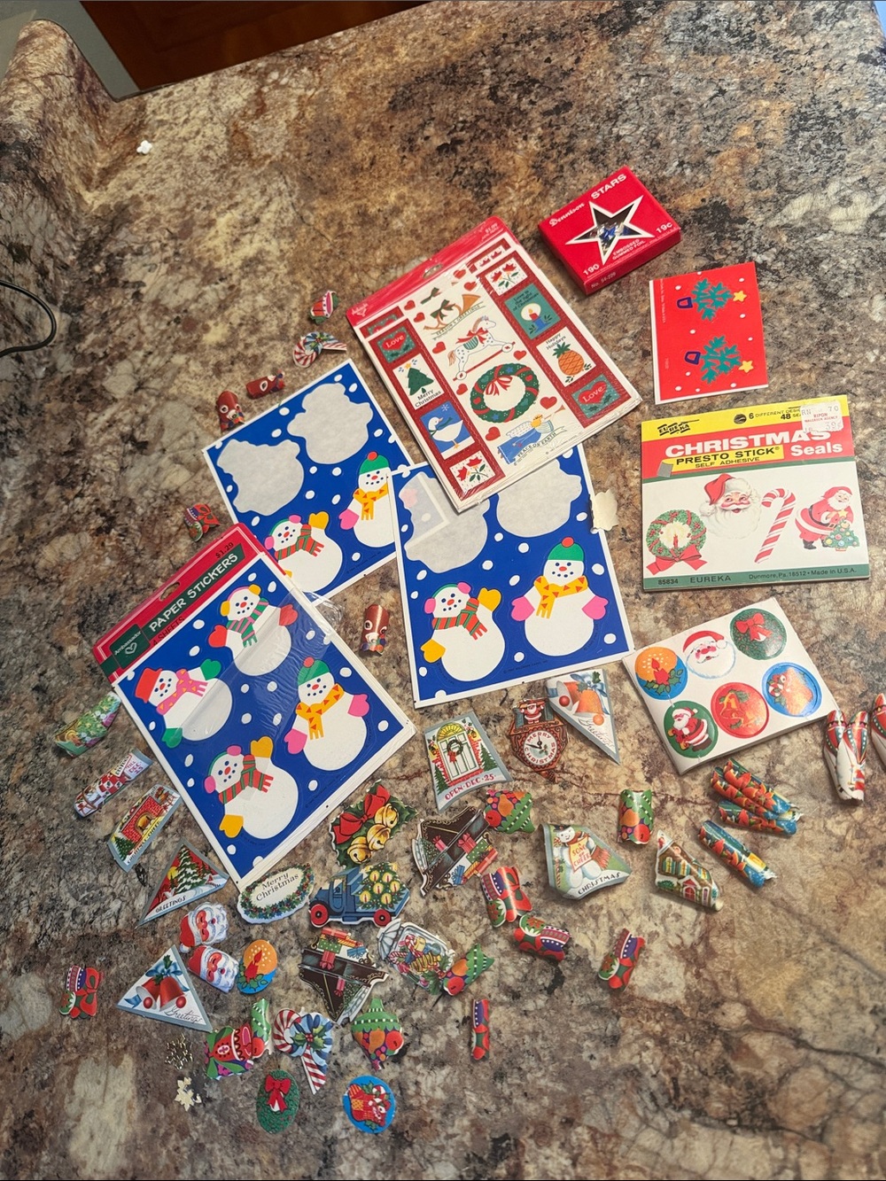 Vintage Assorted Christmas Stickers and Seals Packs Lot